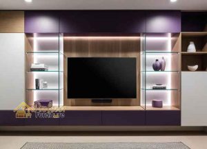 Model Lemari TV Kaca Terbaru 2026 desain minimalis multifungsi