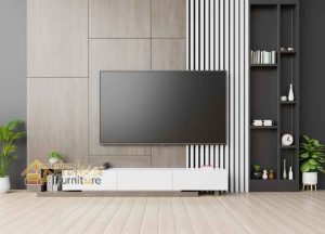 Model rak tv minimalis modern terbaru 2026 desain gantung melayang